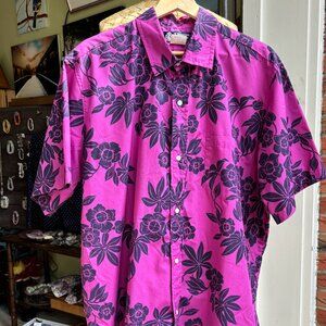 Pink Hawaiian Shirt, Hawaiian Heritage Allan James Flower print button down XL